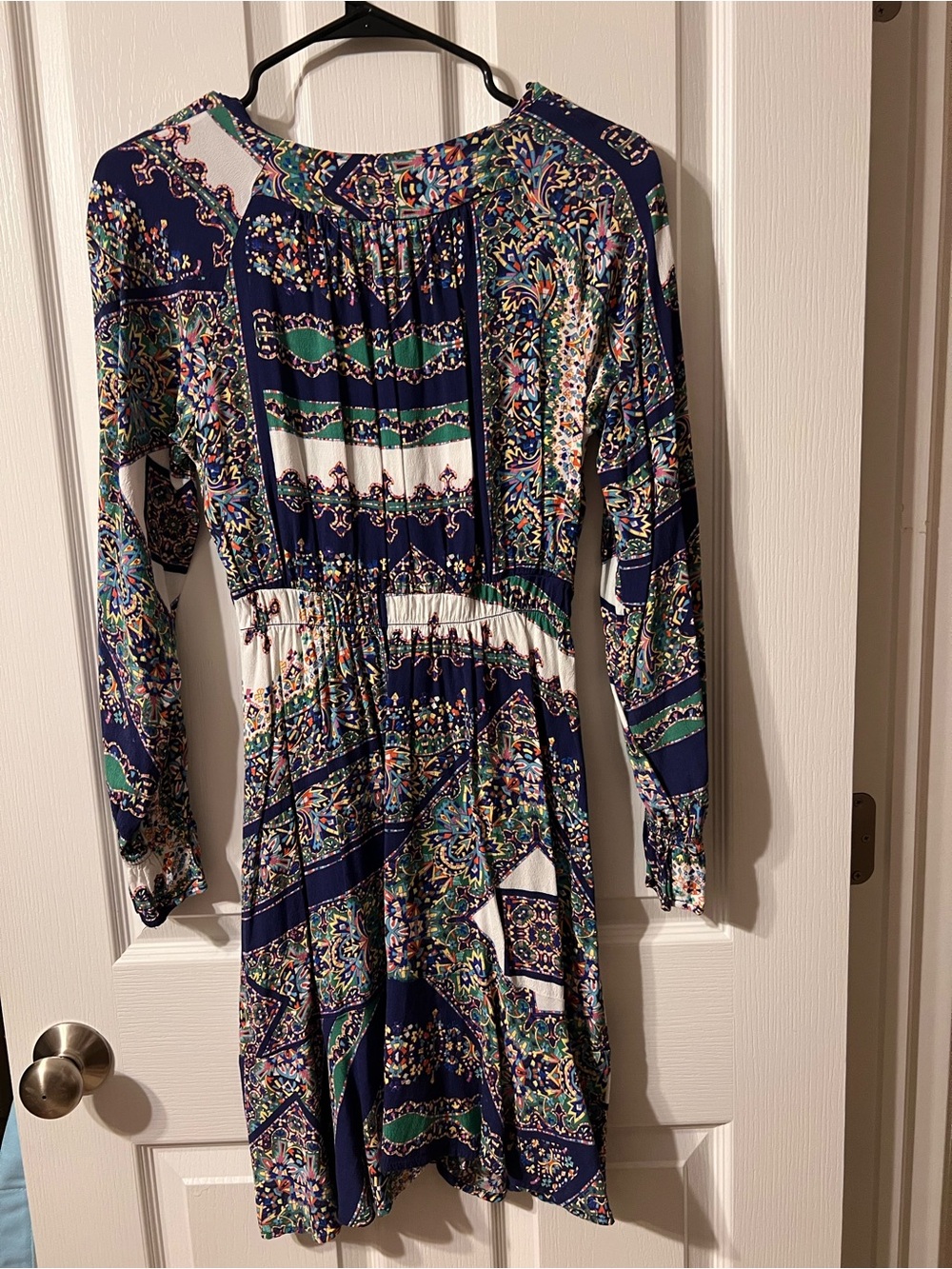 Maeve Bohemian Navy Floral Print Long-Sleeve Dress